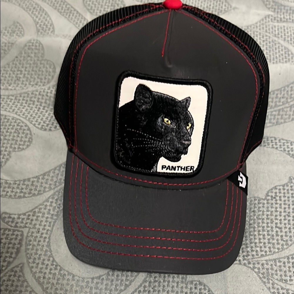 Goorin Bros Black and Red Cat Patch Hat